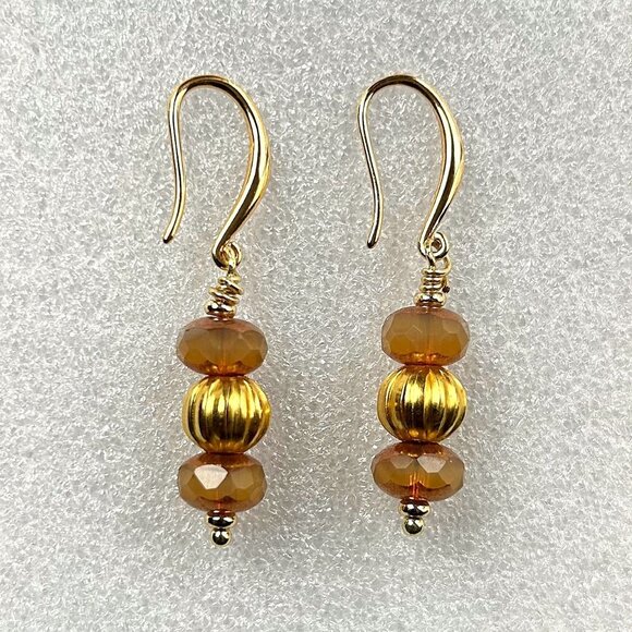 New BUTTERSCOTCH TOPAZ OPALINE Earrings - Picture 2 of 3